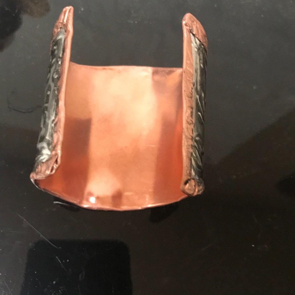 Rose Floral Silver Copper Embossed Gladiator Cuff Wide Handmade Victorian Armor - Picture 11 of 12